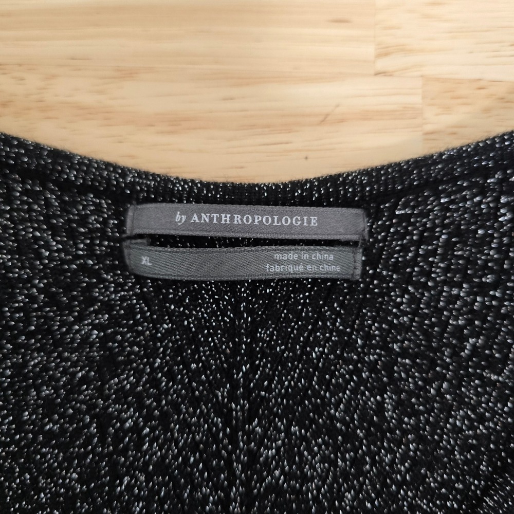 By Anthropologie Womens XL Black Silver Metallic Chevron Ribbed Knit Tank Top - Picture 3 of 8